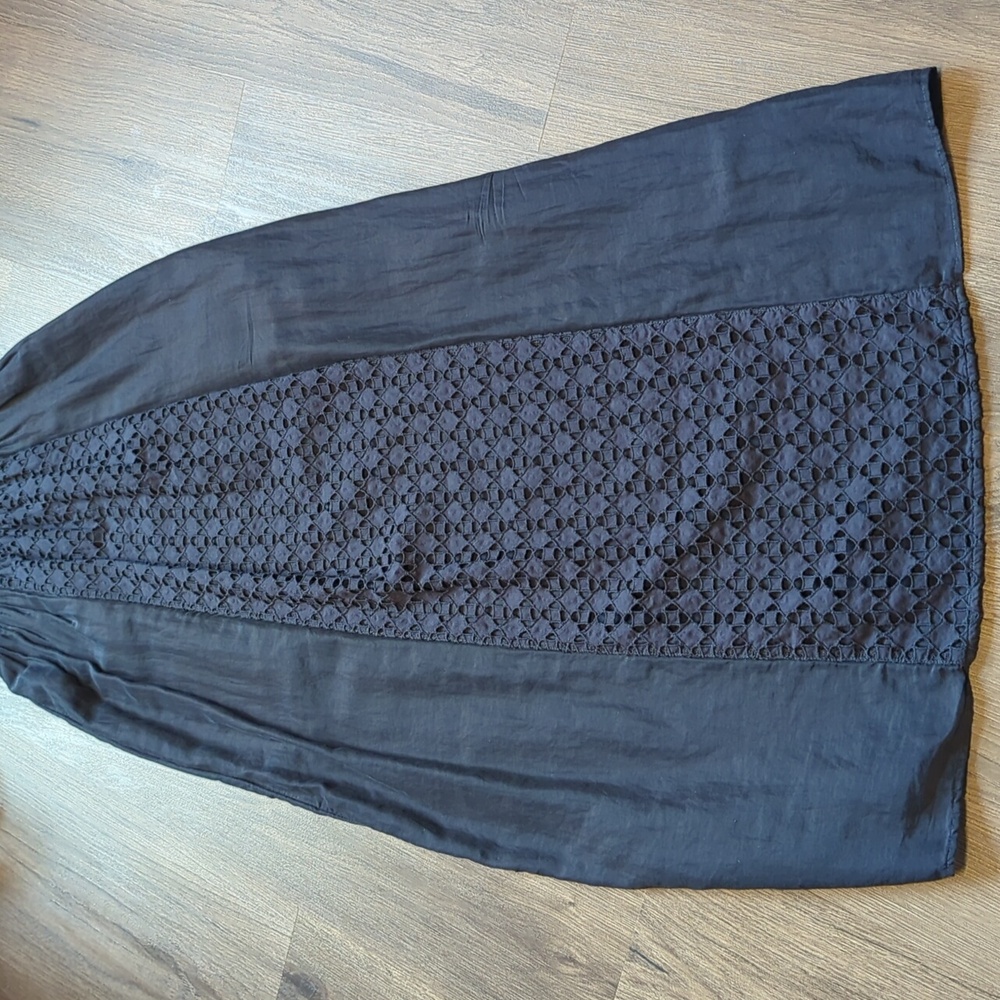 Athleta Molokai Strapless Maxi Eyelet Silk-Blend in Navy Blue Dress in Small - Picture 5 of 11